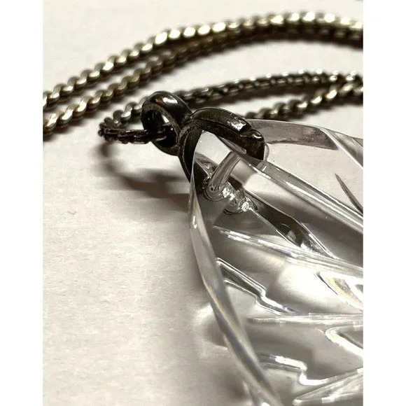 Waterford Crystal Pendant Necklace, Teardrop Pendant, Vintage Crystal Necklace, - Picture 4 of 5